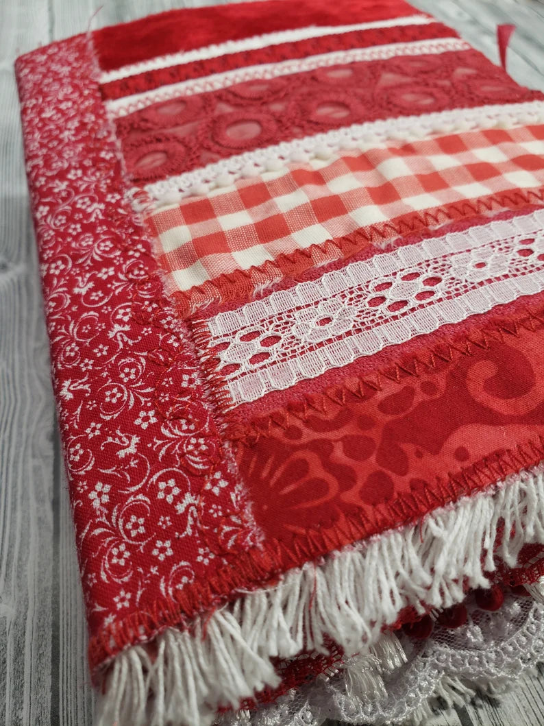 Red and white Patchwork Junk Journal