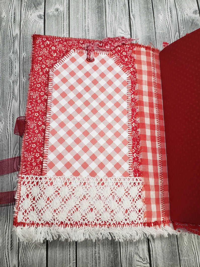 Red and white Patchwork Junk Journal