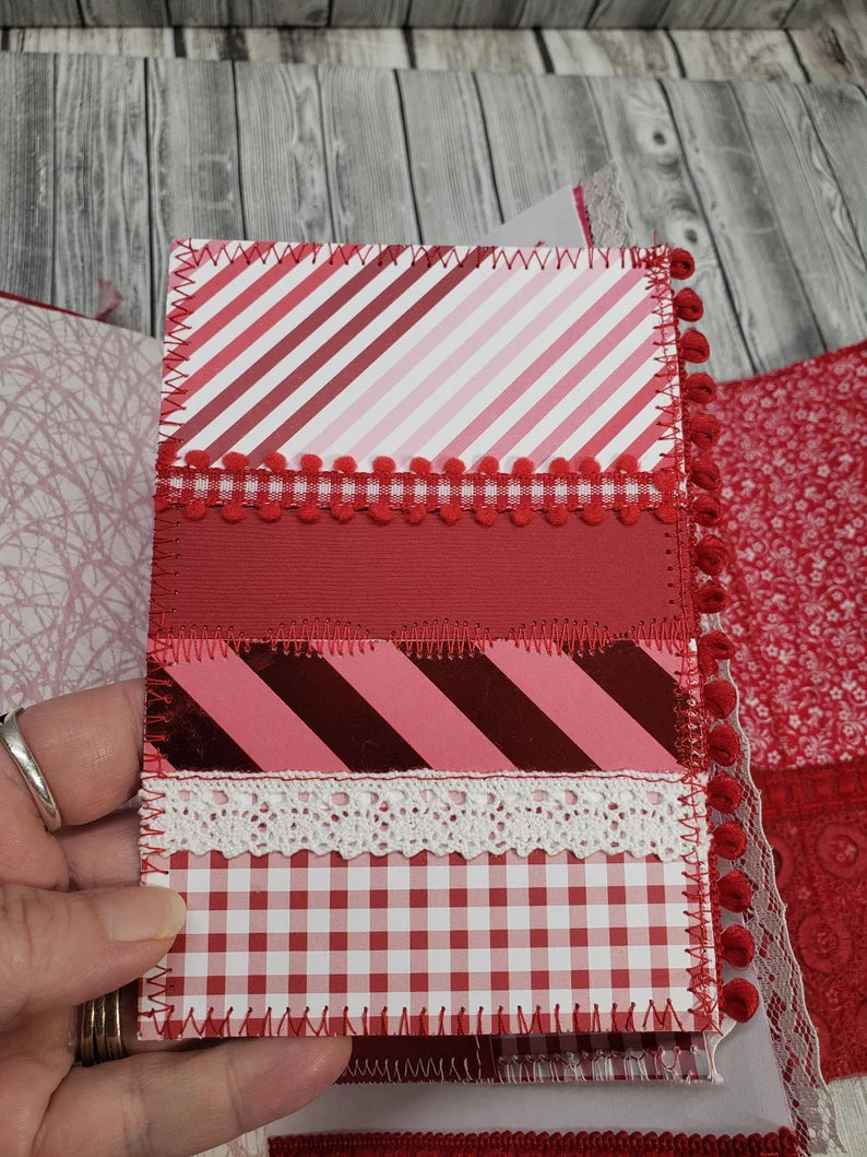 Red and white Patchwork Junk Journal